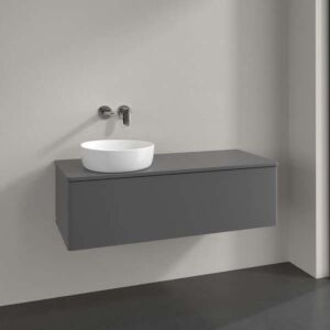 Villeroy &amp; Boch Antao vanity unit K33050GK 120x36x50cm, tap hole, washbasin top color: anthracite matt lacquer