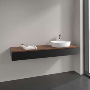 Villeroy und Boch Antao Waschtisch-Unterschrank K16012PD 160x19x50cm, Waschbeckenplattenfarbe warm walnut, black matt lacquer