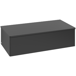 Villeroy &amp; Boch Antao vanity unit L40000PD with lighting, 1 drawer, 1000 x 268 x 500 mm, smooth front, Black Matt Lacquer / Black Matt Lacquer