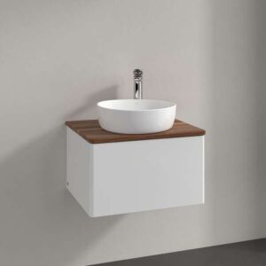 Villeroy und Boch Antao Waschtisch-Unterschrank K29012GF 60x36x50cm, Waschbeckenplattenfarbe warm walnut, glossy white lacquer