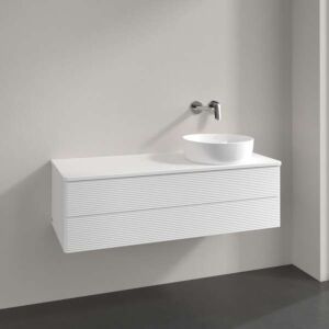 Meuble vasque Villeroy &amp; Boch Antao K23150MT 120 x 36 x 50 cm, percé pour robinetterie, plan vasque couleur : laque blanche mate