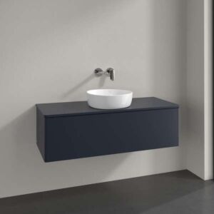 Villeroy und Boch Antao Waschtisch-Unterschrank L32050HG mit Beleuchtung, 1 Auszug, 1200 x 360 x 500 mm, Front ohne Struktur, Midnight Blue Matt Lacquer / Midnight Blue Matt Lacquer