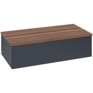 Villeroy und Boch Antao Waschtisch-Unterschrank L40002HG mit Beleuchtung, 1 Auszug, 1000 x 268 x 500 mm, Front ohne Struktur, Midnight Blue Matt Lacquer / Warm Walnut