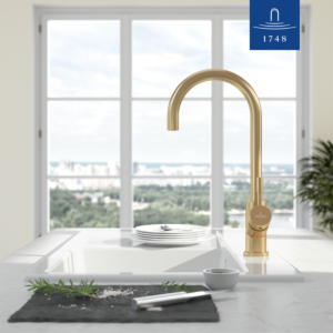 Villeroy &amp; Boch Umbrella kitchen tap 92530003 16 l/min, flexible connection hoses, gold