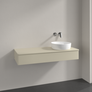 Villeroy &amp; Boch Antao vanity unit K12050HJ 120x19x50cm, tap hole, washbasin top color: silk grey matt lacquer