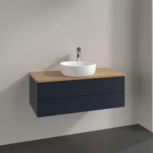 Villeroy und Boch Antao Waschtisch-Unterschrank K20151HG 100x36x50cm, Hahnloch, Waschbeckenplattenfarbe honey oak, midnight blue matt lacquer