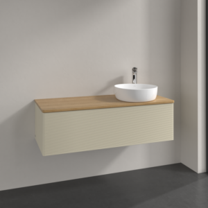 Villeroy und Boch Antao Waschtisch-Unterschrank L34151HJ 120x36x50cm, Hahnloch, Waschbeckenplattenfarbe honey oak, silk grey matt lacquer