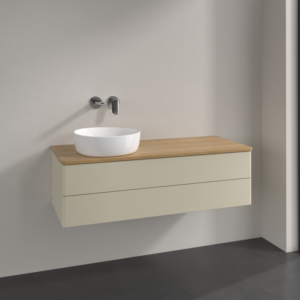 Villeroy &amp; Boch Antao vanity unit L22011HJ 120x36x50cm, washbasin top color honey oak, silk grey matt lacquer