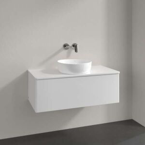 Villeroy &amp; Boch Antao vanity unit L31010GF with lighting, 1 drawer, 1000 x 360 x 500 mm, smooth front, Glossy White Lacquer / Glossy White Lacquer