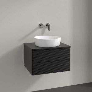 Villeroy und Boch Antao Waschtisch-Unterschrank K18110PD 60x36x50cm, Waschbeckenplattenfarbe Lack, black matt lacquer