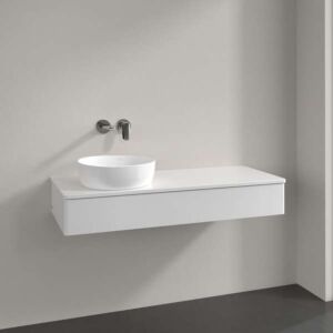 Villeroy und Boch Waschtisch-Unterschrank K11050GF 120x19x50cm, Hahnloch, Waschbeckenplattenfarbe Lack, glossy white lacquer