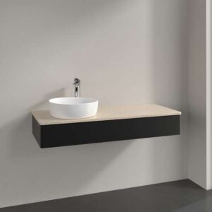 Villeroy und Boch Antao Waschtisch-Unterschrank K11053PD 120x19x50cm, Hahnloch, Waschbeckenplattenfarbe botticino, black matt lacquer