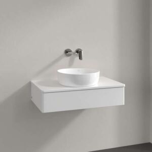 Villeroy und Boch Antao Waschtisch-Unterschrank L08050GF mit Beleuchtung, 1 Auszug, 800 x 190 x 500 mm, Front ohne Struktur, Glossy White Lacquer / Glossy White Lacquer