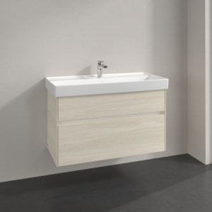 Villeroy et Boch Collaro meuble sous-vasque C011B0AA 95,4x54,6x44,4cm, évier au milieu, éclairage LED 7W, chêne blanc