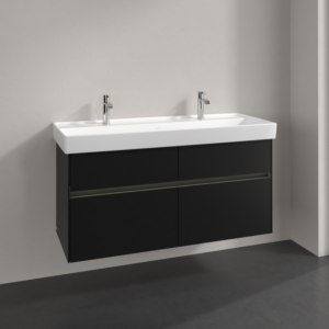 Villeroy and Boch Collaro vanity unit C012B0VL 115.4x54.6x44.4cm, washbasin in the middle, LED, volcano black