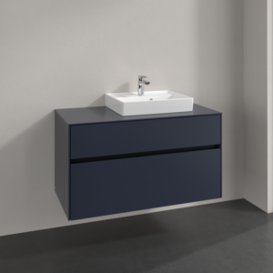 Villeroy und Boch Collaro Waschtischunterschrank C015B0VQ 100x54,8x50cm, Waschtisch rechts, LED-Beleuchtung 7,3 W, marine blue