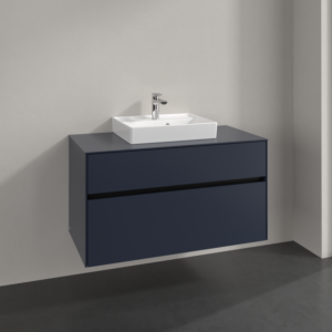 Villeroy und Boch Collaro Waschtischunterschrank C016B0VQ 100x54,8x50cm, Waschtisch mittig, LED-Beleuchtung 7,3 W, marine blue