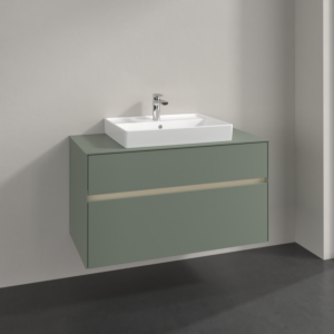 Villeroy et Boch Collaro meuble sous-vasque C019B0AF 100x54,8x50cm, vasque au milieu, éclairage LED 7,3 W, vert tendre