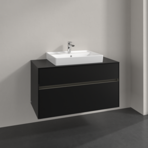 Villeroy and Boch Collaro vanity unit C019B0VL 100x54.8x50cm, washbasin in the middle, LED lighting 7.3 W, volcano black