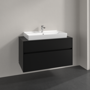 Villeroy and Boch Collaro vanity unit C02000VL 100x54.8x50cm, washbasin in the middle, volcano black