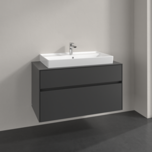 Villeroy et Boch Collaro meuble sous-vasque C020B0VR 100x54,8x50cm, vasque au milieu, éclairage LED 7,3 W, graphite