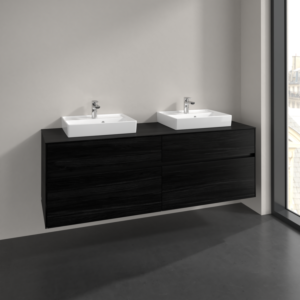 Villeroy und Boch Collaro Waschtischunterschrank C021B0AB 160x54,8x50cm, für 2 Waschtische, mit LED-Beleuchtung, black oak