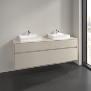 Villeroy und Boch Collaro Waschtischunterschrank C021B0VN 160x54,8x50cm, für 2 Waschtische, mit LED-Beleuchtung, cashmere grey