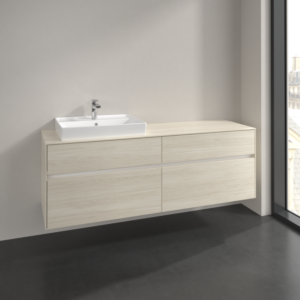 Villeroy et Boch Collaro meuble sous-vasque C022B0AA 160x54,8x50cm, meuble sous-vasque à gauche, éclairage LED 12W, chêne blanc