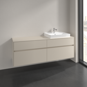 Villeroy and Boch Collaro vanity unit C023B0VN 160x54.8x50cm, washbasin right, LED lighting 12W, cashmere grey