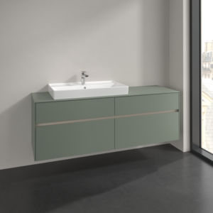 Villeroy et Boch Collaro meuble sous-vasque C026B0AF 160x54,8x50cm, meuble sous-vasque à gauche, éclairage LED 12W, vert tendre
