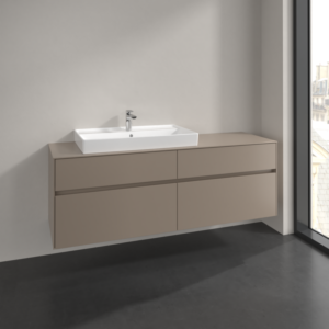 Villeroy und Boch Collaro Waschtischunterschrank C026B0VM 160x54,8x50cm, Waschtisch links, LED-Beleuchtung 12W, taupe