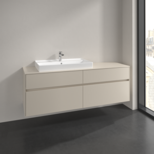 Villeroy and Boch Collaro vanity unit C026B0VN 160x54.8x50cm, washbasin left, LED lighting 12W, cashmere grey