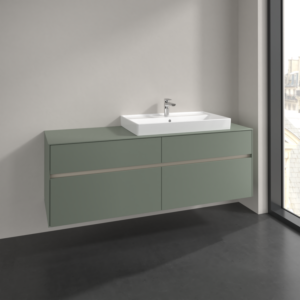 Villeroy et Boch Collaro meuble sous-vasque C027B0AF 160x54,8x50cm, meuble sous-vasque à droite, éclairage LED 12W, vert tendre