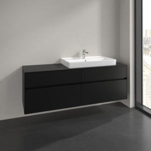 Villeroy und Boch Collaro Waschtischunterschrank C027B0VL 160x54,8x50cm, Waschtisch rechts, LED-Beleuchtung 12W, volcano black