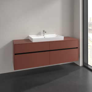 Villeroy und Boch Collaro Waschtischunterschrank C02800AH 160x54,8x50cm, Waschtisch mittig, wine red