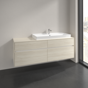 Villeroy et Boch Collaro meuble sous-vasque C030B0AA 160x54,8x50cm, meuble sous-vasque à droite, éclairage LED 12W, chêne blanc