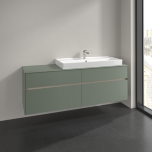 Villeroy and Boch Collaro vanity unit C030B0AF 160x54.8x50cm, washbasin right, LED lighting 12W, soft green
