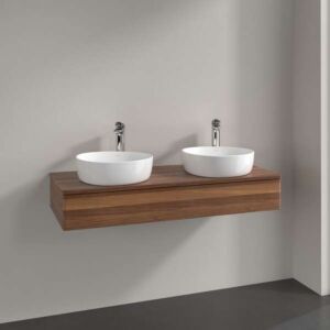 Villeroy &amp; Boch Antao vanity unit K13012HM 120x19x50cm, washbasin top color warm walnut, warm walnut
