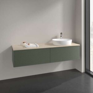 Villeroy und Boch Antao Waschtisch-Unterschrank K38113HL 160x36x50cm, Waschbeckenplattenfarbe botticino, leaf green matt lacquer