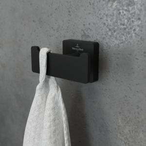 Villeroy and Boch Elements Striking double towel hook TVA152012000K5 matt black, 80x44x45mm