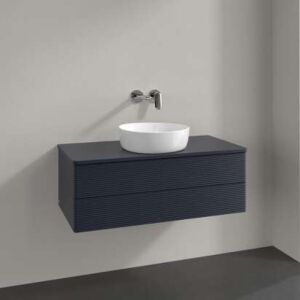 Meuble vasque Villeroy &amp; Boch Antao K20110HG 100x36x50cm, plan vasque laqué, laque mate bleu nuit