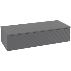 Villeroy und Boch Antao Sideboard L41100GK mit Beleuchtung, 1 Auszug, 1200 x 268 x 500 mm, Front mit Struktur, Anthracite Matt Lacquer / Anthracite Matt Lacquer