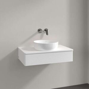 Villeroy und Boch Antao Waschtisch-Unterschrank K08150MT 80x19x50cm, Hahnloch, Waschbeckenplattenfarbe Lack, white matt lacquer
