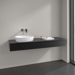 Meuble vasque Villeroy &amp; Boch Antao K15010PD 160 x 19 x 50 cm, couleur du plan vasque : laque noire mate