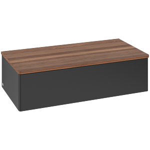 Villeroy und Boch Antao Waschtisch-Unterschrank L40002PD mit Beleuchtung, 1 Auszug, 1000 x 268 x 500 mm, Front ohne Struktur, Black Matt Lacquer / Warm Walnut