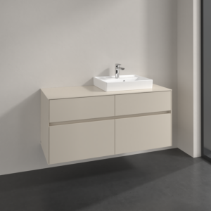 Villeroy und Boch Collaro Waschtischunterschrank C072B0VN 120x54,8x50cm, Waschtisch rechts, LED-Beleuchtung 8,8 W, cashmere grey
