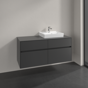 Villeroy et Boch Collaro meuble sous-vasque C072B0VR 120x54,8x50cm, meuble sous-vasque à droite, éclairage LED 8,8 W, graphite