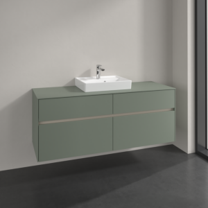 Villeroy and Boch Collaro vanity unit C07300AF 140x54.8x50cm, for washbasin in the middle, soft green