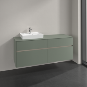 Villeroy and Boch Collaro vanity unit C074B0AF 140x54.8x50cm, washbasin left, LED lighting 10.4W, soft green