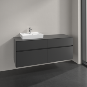 Villeroy et Boch Collaro meuble sous-vasque C074B0VR 140x54,8x50cm, meuble sous-vasque à gauche, éclairage LED 10,4W, graphite